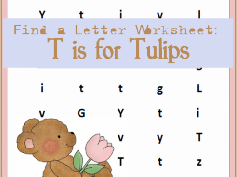 T is for Tulips, Spring Letter Find Printable