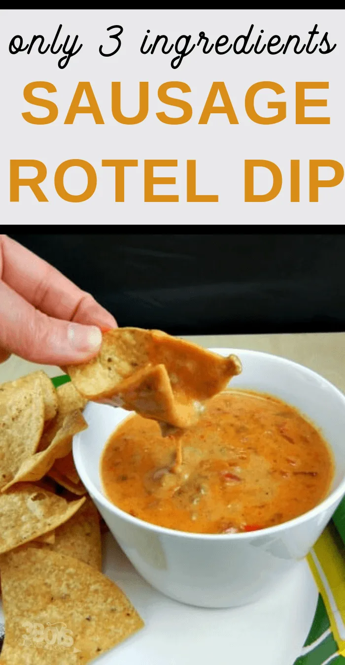 Sausage RoTel Dip perfect for Game Day with only three ingredients