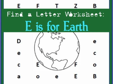 Letter find worksheet: E is for Earth