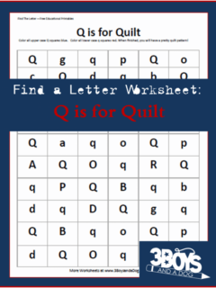 homeschooling freebies - letter find worksheet q is for quilt