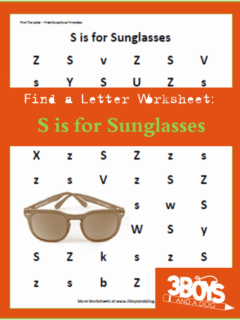 letter find worksheet: s is for sunglasses