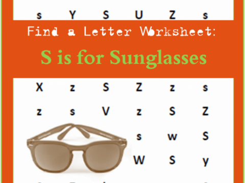 letter find worksheet: s is for sunglasses