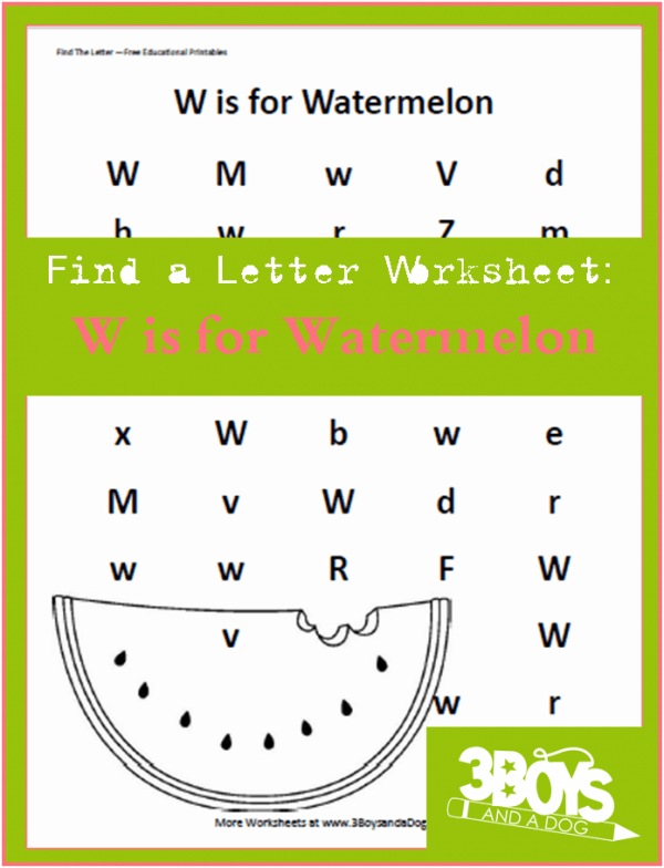 W is For Watermelon Worksheet