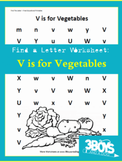 Find the Letter Worksheet: V is for Vegetables