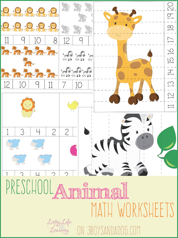 Preschool Animal Math Worksheets