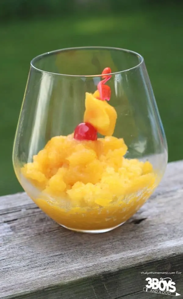 Inspired by an Italian granita recipe, this mango mocktail is the perfect mocktail for kids or for your next grown-up get-together