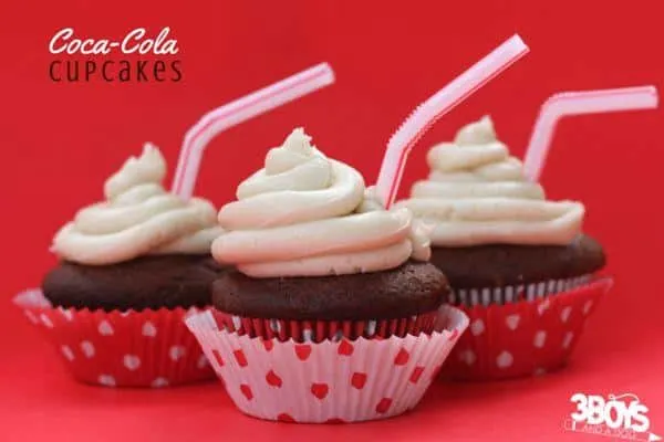 Aren't these Coca-Cola Cupcakes TOO CUTE!? And only 4 ingredients for a super rich cake and buttercream-style frosting. Yum!