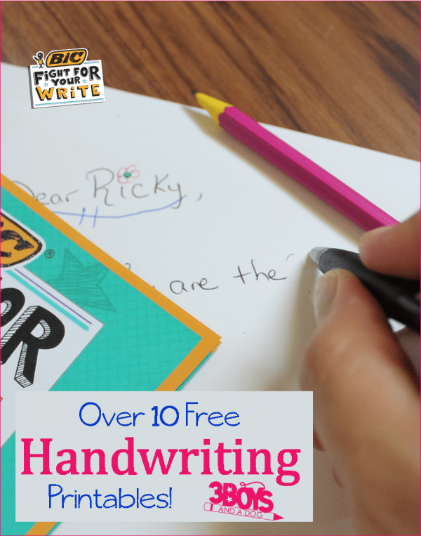 Fight for Your Write: 10 free handwriting printables