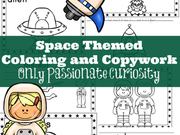 Image for Space Themed Coloring and Copywork Printable