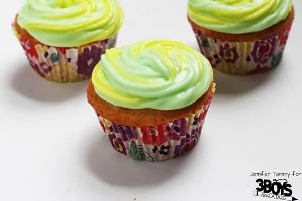This Mt Dew Cupcake Recipe is just 2 ingredients for the cake - making it an easy and quick party cupcake