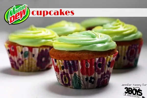 This Mt Dew Cupcake Recipe is just 2 ingredients for the cake - making it an easy and quick party cupcake. I love mini dessert recipes and this soda-cupcake is no exception!
