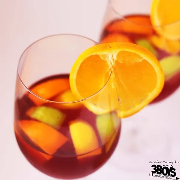 The perfect summer drink made over for the holidays. A virgin sangria mocktail recipe that your holiday guests will love!