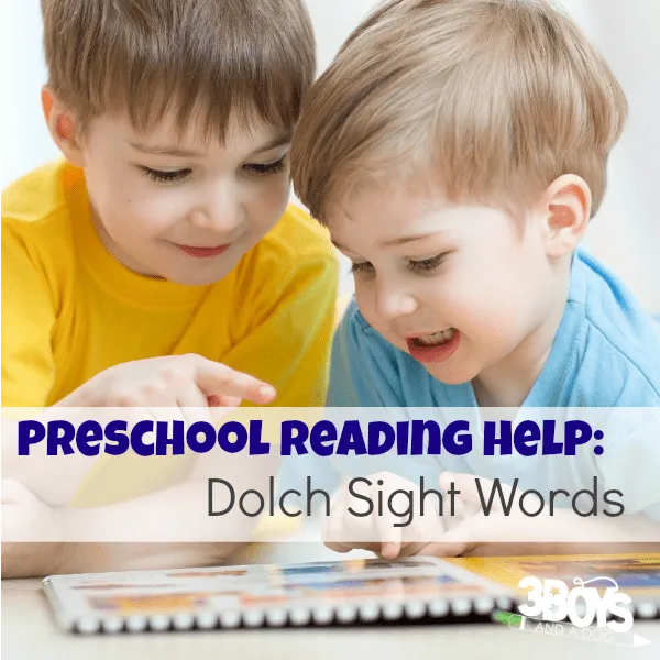 Dolch Sight Words Preschool Reading Help
