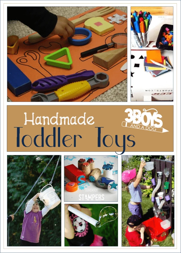 To help us occupy the hands and minds of our little ones AND save us a bit of dough, I have compiled a list of handmade toddler toys. 