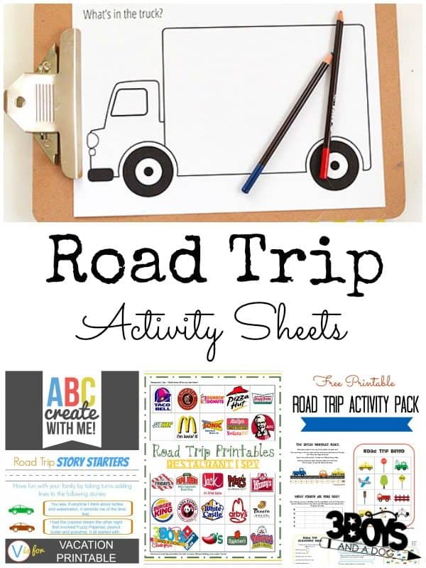 Road Trip Activity Sheets