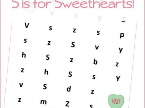 These Valentine's Day themed Find the Letter Printables: S is for Sweethearts will help your preschool and early-elementary aged children work on recognizing the letter S among many other letters of the alphabet.