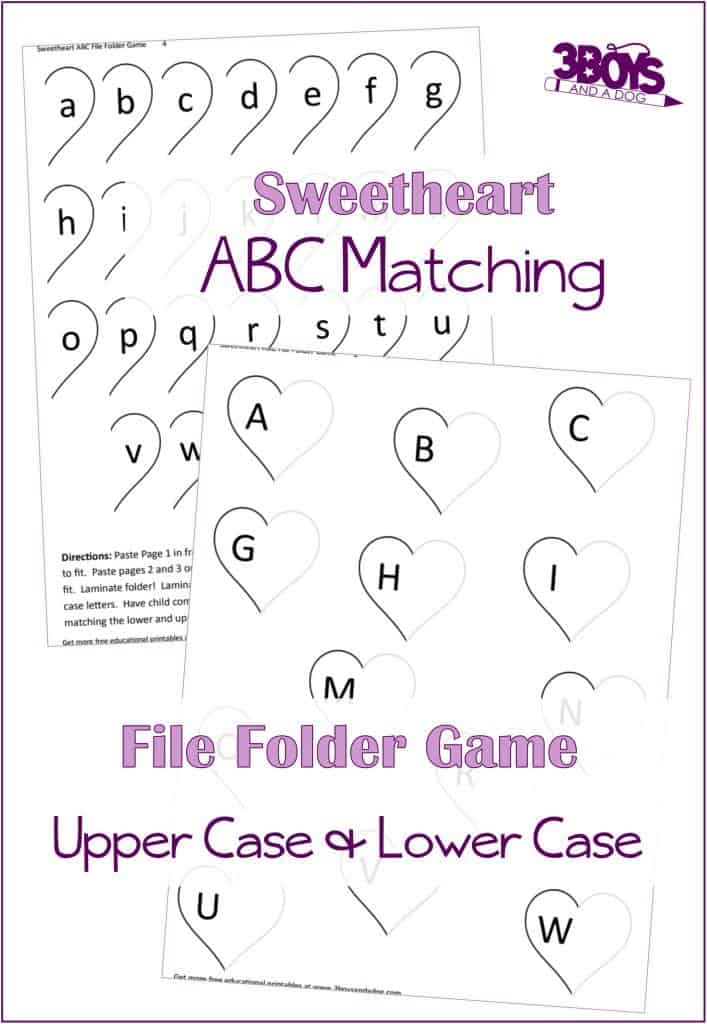 Valentine Alphabet Matching File Folder Printable Game