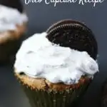 I've tried lots of Oreo Cupcake Recipes and this one is perfect! Tangy buttermilk cupcake with a cream cheese frosting, both sprinkled with a generous helping of Oreo cookie crumbs - yum!