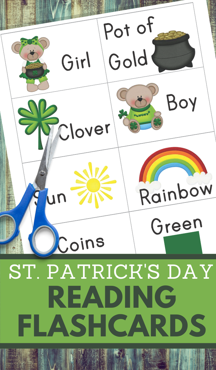 St. Patrick's Day words on flashcards to help reinforce Dolch words.