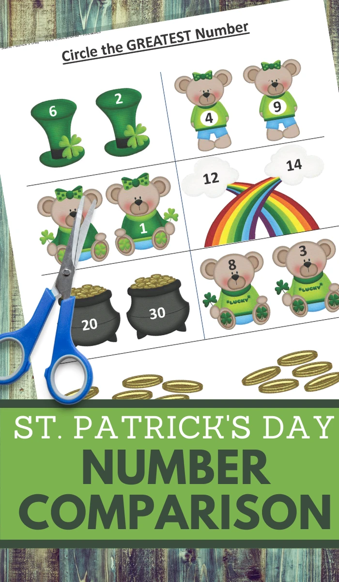 greater than worksheets in a fun shamrock theme