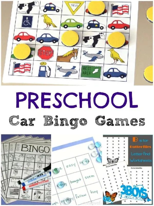 Car Bingo Games for Preschoolers