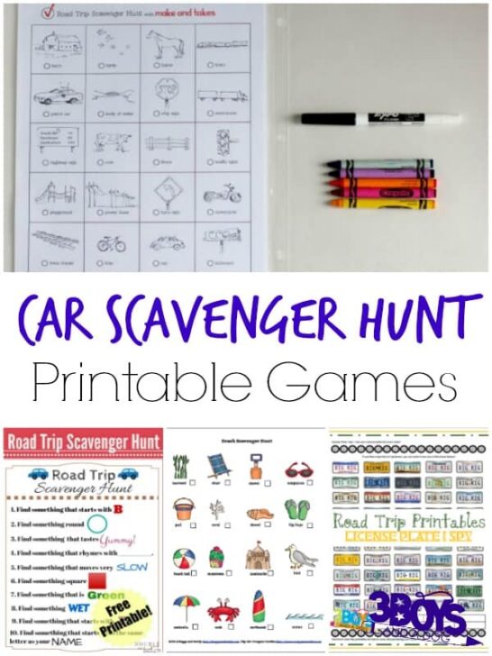 Car Scavenger Hunt Printable Games - 3 Boys and a Dog