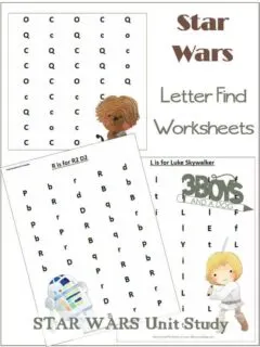 Star Wars Letter Find Worksheets