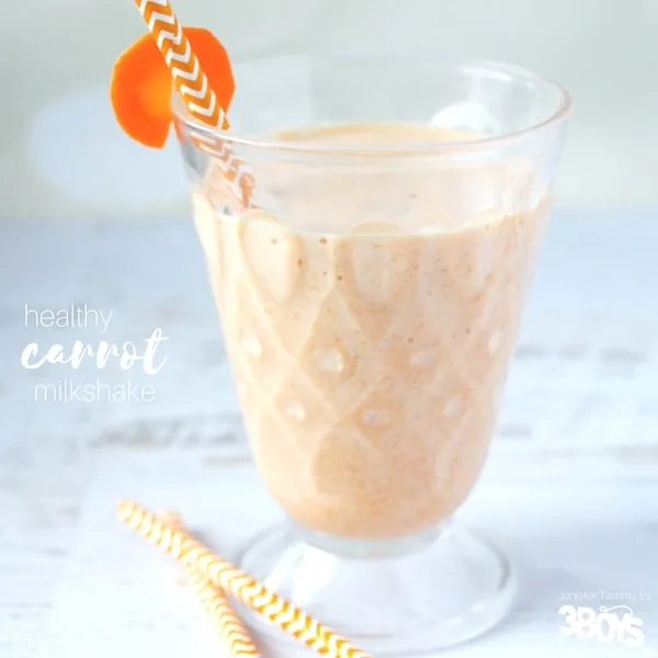Yum! A carrot smoothie the kids will love - this is the perfect sweet treat without any sugar, delivering 2 servings of fruits and vegetables plus fulfilling dairy requirements for growing kids