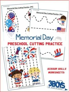 Memorial Day Preschool Cutting Practice