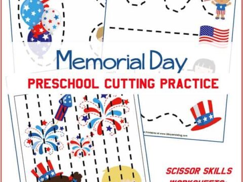 Memorial Day Preschool Cutting Practice