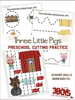 Three Little Pigs Preschool Cutting Practice