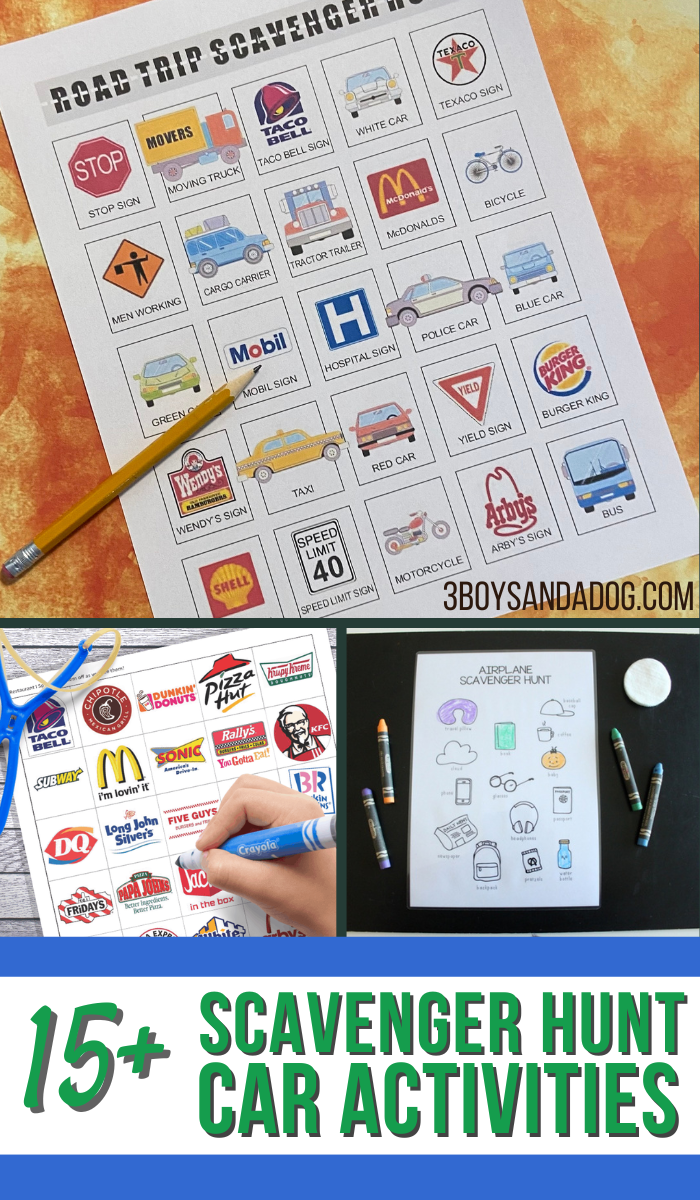 Car Scavenger Hunt Printable Games - 3 Boys and a Dog