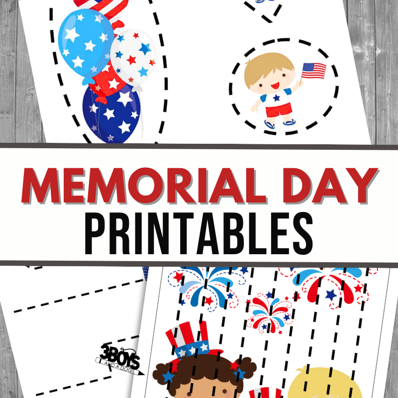 Memorial Day Preschool Cutting Practice