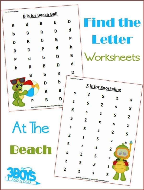 At The Beach Letter Find Worksheets