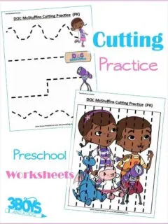 Doc McStuffins Preschool Cutting Practice Worksheets