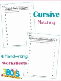 Cursive and Print Letter Matching Printable Worksheets