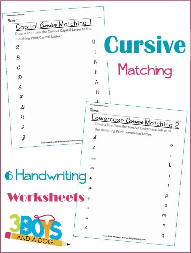 Cursive and Print Letter Matching Printable Worksheets