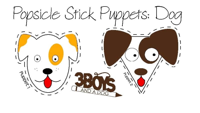 Dogs Popsicle Stick Puppets Printables - 3 Boys and a Dog