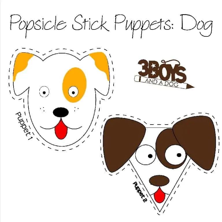 printable popsicle stick doggy puppets