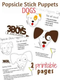 Dogs Popsicle Stick Puppets Printables