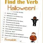Halloween Finding Verbs Printable Worksheet