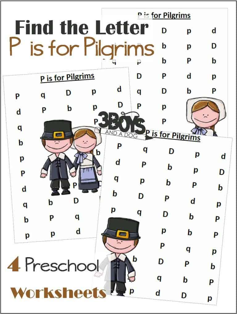 Find the Letter P is for Pilgrims for kids