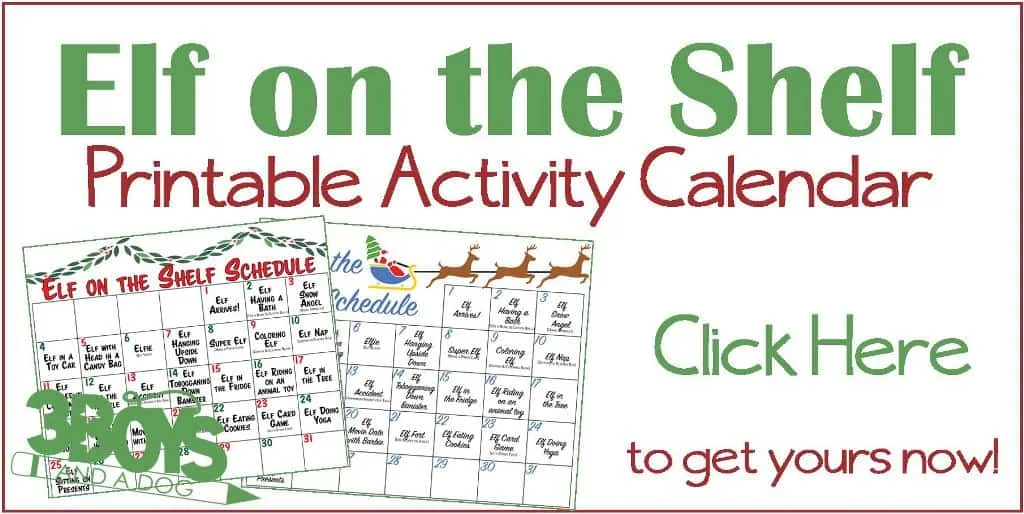 our elf printable activity calendar