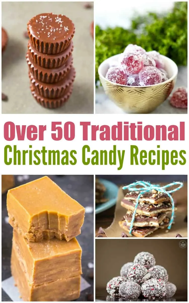 Over 50 Traditional Christmas Candy Recipes like truffles, barks, brittles, jellies and other delicious candies that would be perfect for this years gift exchange or holiday gathering.