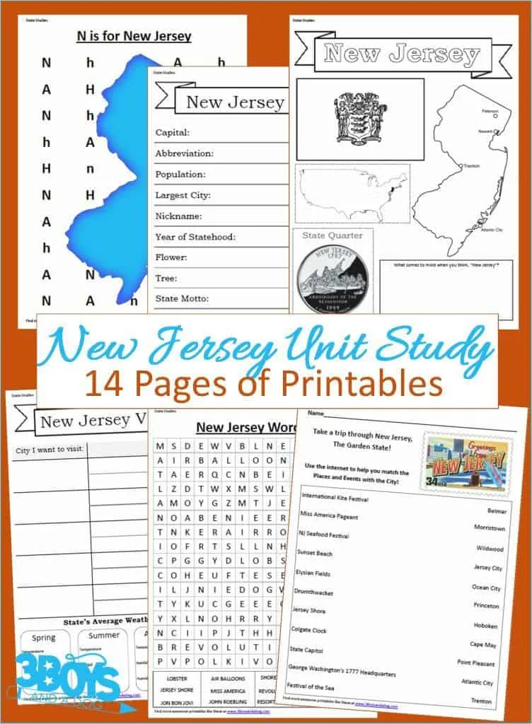 14 Pages of Printables: New Jersey State Unit Study