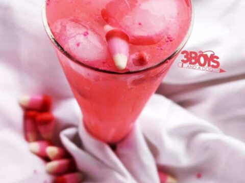 Strawberry Flavored Candy Corn is just one ingredient that gives this delicious mocktail recipe for teens its delicious strawberry flavor