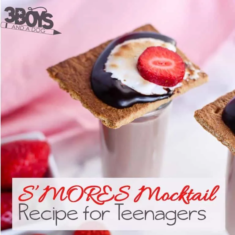 This Smores Mocktail Recipe for Teens tastes just like (and even includes one as a garnishment) sticky, gooey, chocolaty, S'MORES!
