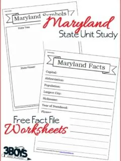 Maryland State Fact Files Worksheets