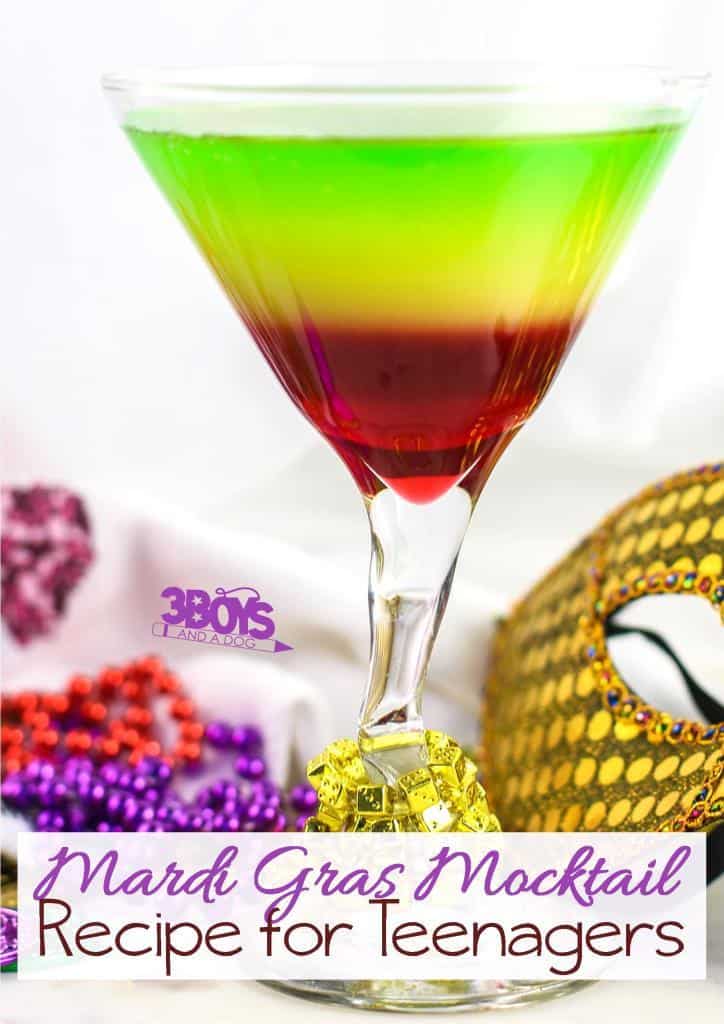 Rainbow Mocktail for Teenagers - perfect drink recipe for Mardi Gras and Saint Patrick's Day