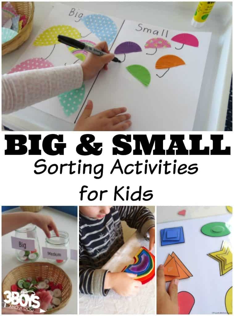 big and small sorting activities 3 boys and a dog 3 boys and a dog